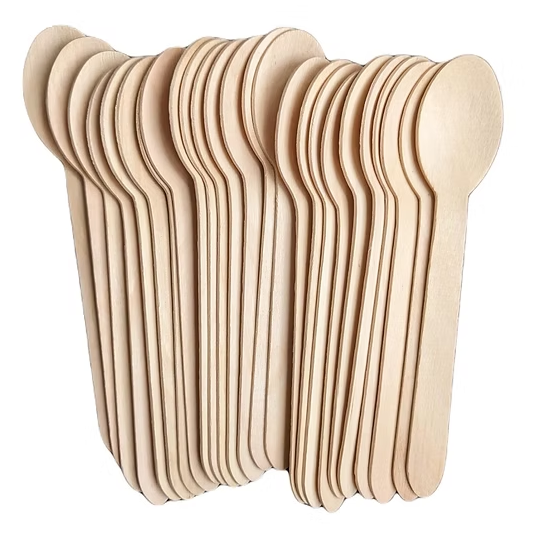100 x Disposable Wooden Spoon Cutlery for Christmas Party Catering Supply BBQ